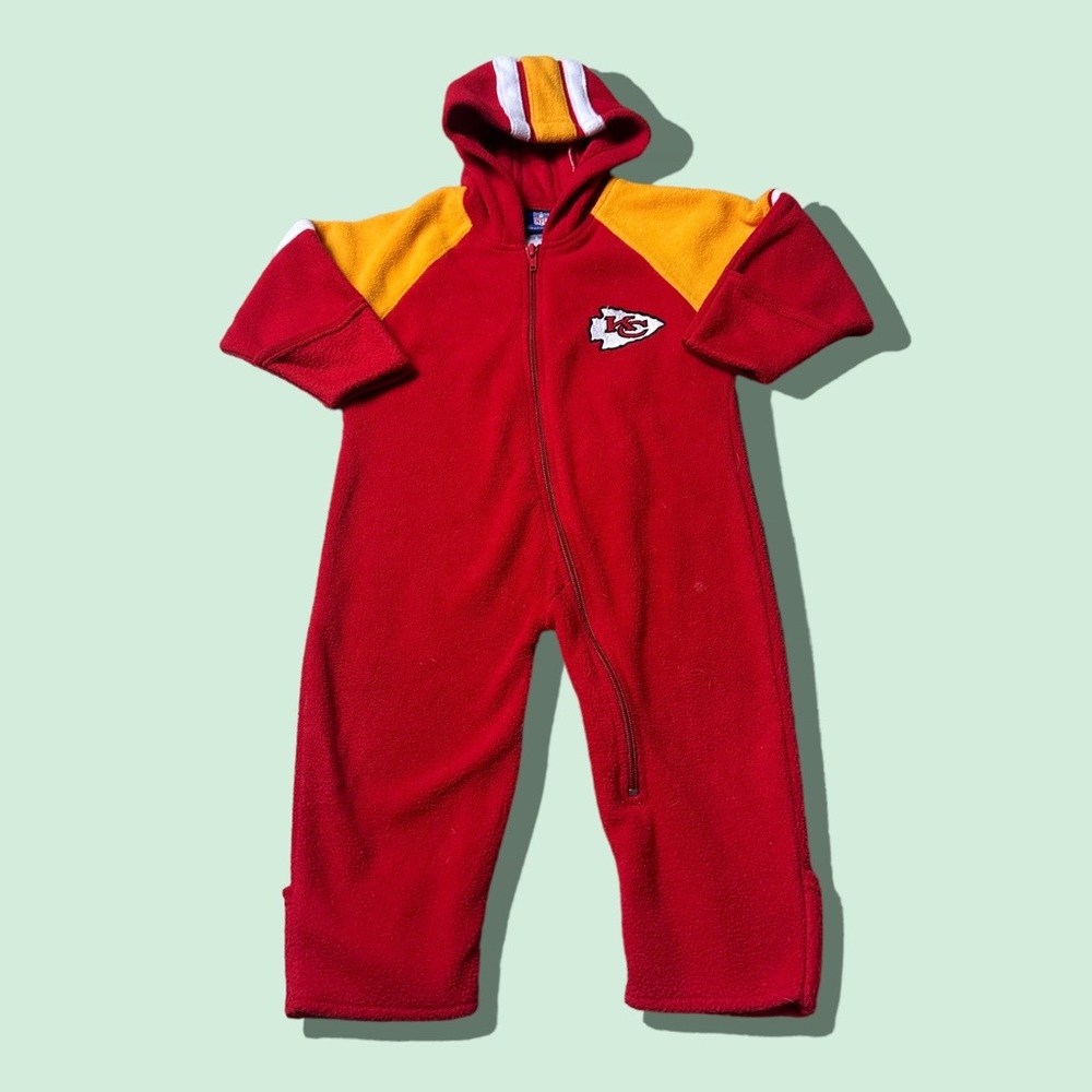 Baby NFL Reebok Kansas City Chiefs Football Hoodie One Piece Outfit Size 12 Mon